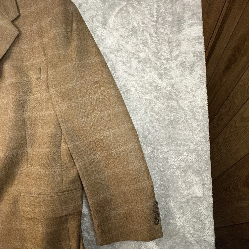 Calvin Klein Men's 46R (~48R) Brown Windowpane Sport Coat Wool Cashmere Canada
